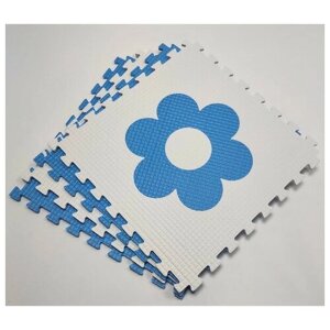 Набор "Цветы", мягкий пол EVA KIDS, 50Х50х1 см, бело-голубой