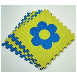 Набор "Цветы", мягкий пол EVA KIDS, 50Х50х1 см, синий-лайм