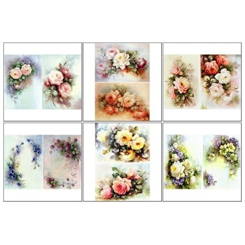 Набор декупажных карт 6 шт «Винтажные цветы» от компании М.Видео - фото 1