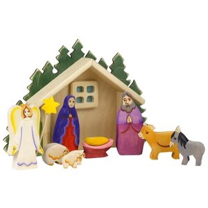 Набор деревянных игрушек из 10 фигур "Рождество хлев" ручная работа