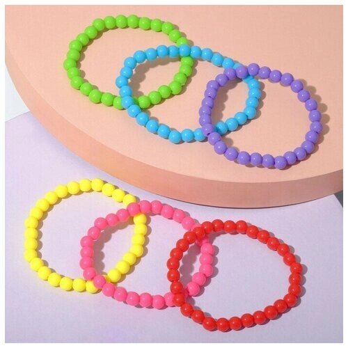 Набор детских браслетов бусинки, 6 нитей, цветной от компании М.Видео - фото 1