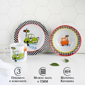 Набор детской посуды, 3 предмета, Доляна «Светофор»