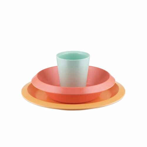Набор детской посуды ALESSI GIRO KIDS, UNS05S1, желтый/оранжевый/зеленый от компании М.Видео - фото 1