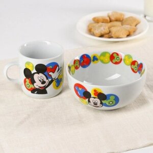 Набор детской посуды Микки 2 предмета: салатник, кружка, Микки Маус и его друзья
