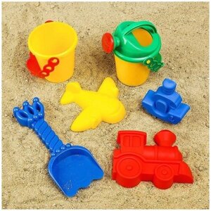 Набор для игры в песке, ведро, совок, лейка, 4 формочки