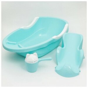 Набор для купания детский: ванночка 86 см, горка, ковш -лейка, цвет голубой