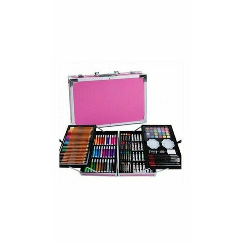Набор для рисования "Чемодан творчества" с красками, в алюминиевом чемоданчике, 145 предметов розовый от компании М.Видео - фото 1