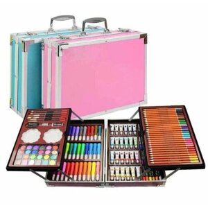 Набор для рисования "Чемодан творчества" с красками, в алюминиевом чемоданчике, голубой