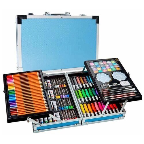 Набор для рисования и творчества 145 предметов в чемоданчике (голубой) от компании М.Видео - фото 1