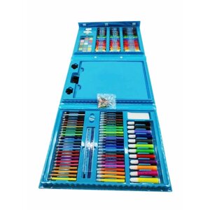Набор для рисования в чемоданчике 208 предметов, цвет голубой
