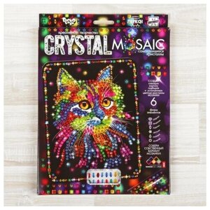 Набор для создания мозаики «Кот» CRYSTAL MOSAIC, на тёмном фоне