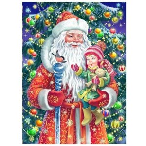 Набор для творчества Алмазная мозаика Дед Мороз и маленькая девочка. с подр. 40*50см AS4035 /10/