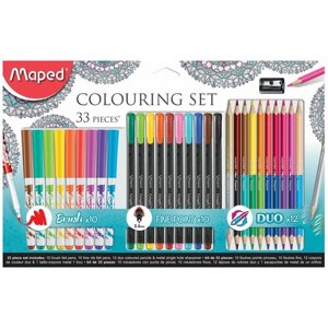 Набор для творчества MAPED "Colouring Set", 10 фломастеров, 10 капиллярных ручек, 12 двусторонних цветных карандашей, точилка, 897417, 661552