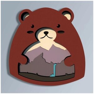 Набор для творчества, росписи, рисования, 3D картина-диорама по номерам детская животные пейзаж мишка медведь водопад горы милота - 30 8с