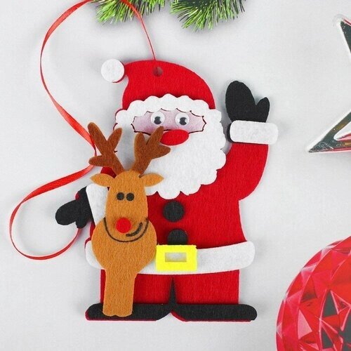 Набор для творчества - создай ёлочное украшение из фетра «Дед мороз с оленем» от компании М.Видео - фото 1