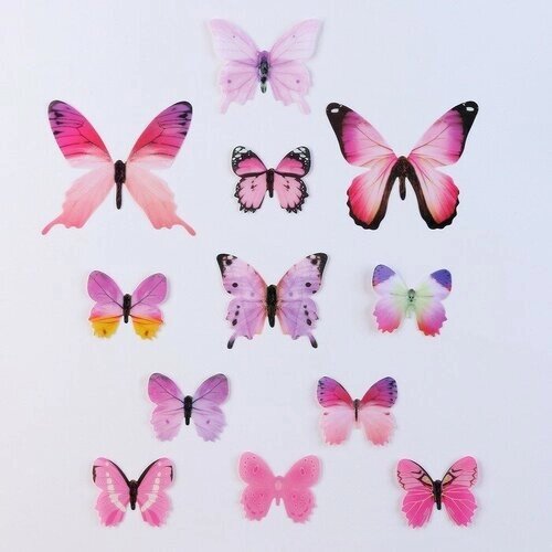 Набор для украшения «Бабочки», 12 шт, цвет розовый от компании М.Видео - фото 1