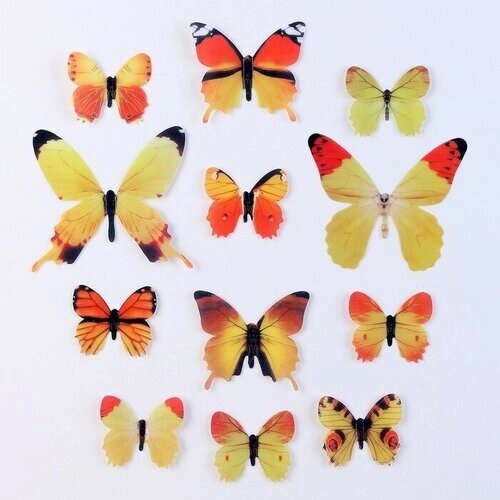 Набор для украшения Бабочки, 12 шт, цвет жeлтый от компании М.Видео - фото 1