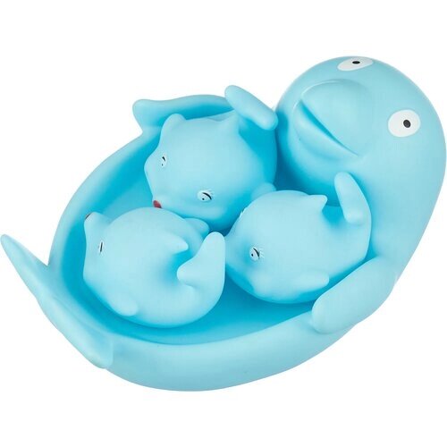 Набор для ванной Играем вместе Дельфин-мыльница с 3 дельфинами (В1326953), голубой