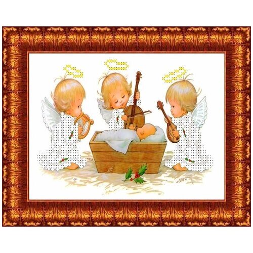 Набор для вышивания бисером Каролинка "Три ангела у колыбели", 12,8 х 17,8 см от компании М.Видео - фото 1