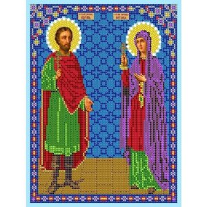 Набор для вышивания чешским бисером Светлица икона Св Адриан и Наталия 19*24см