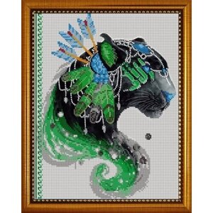 Набор для вышивания чешским бисером Вышивочка в коробке картина Пантера 24*30см