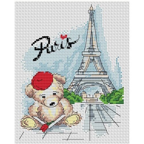 Набор для вышивания "Чудо холст" Мишка в париже 14х17 см от компании М.Видео - фото 1