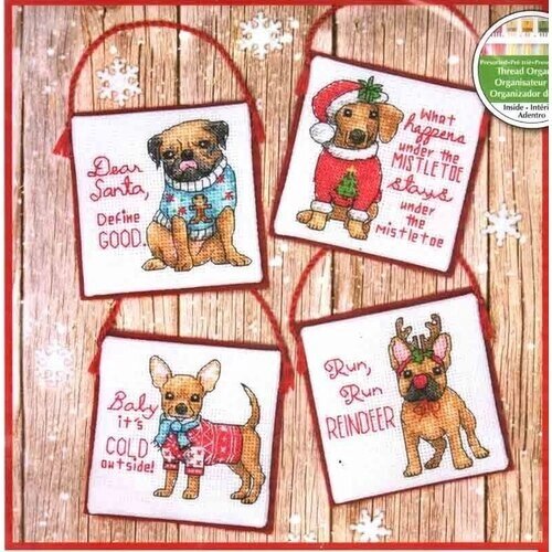 Набор для вышивания Dimensions 70-08972 Christmas Pups. Ornaments Рождественские щенки от компании М.Видео - фото 1