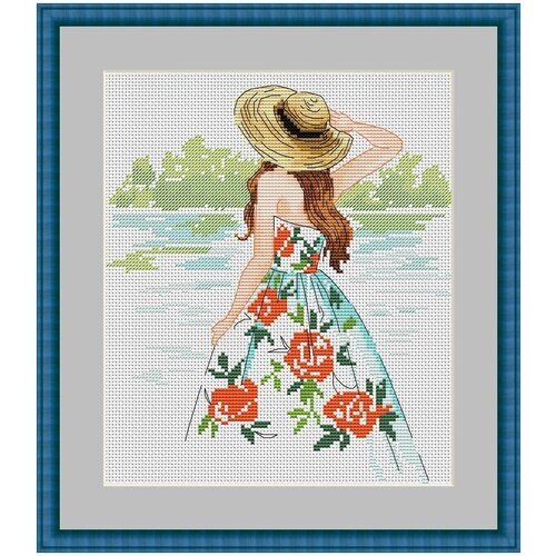 Набор для вышивания крестиком "Девушка на берегу реки" 18.9х22.5 см от компании М.Видео - фото 1