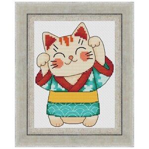 Набор для вышивания крестиком "Кошечка в кимоно" 10.5х13.9 см