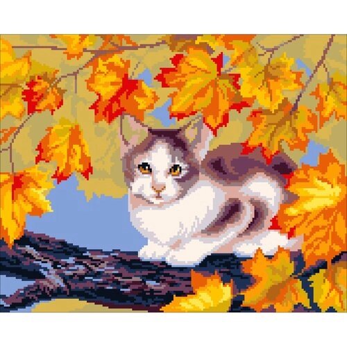 Набор для вышивания крестиком NITEX нитекс от производителя арт. 2001 Рисунок на канве Кошка в осенних листьях от компании М.Видео - фото 1