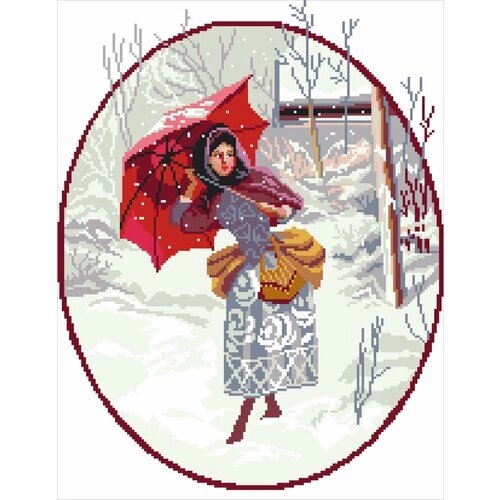 Набор для вышивания крестиком NITEX нитекс от производителя арт. В-0009 Рисунок на канве Барышня с зонтиком от компании М.Видео - фото 1