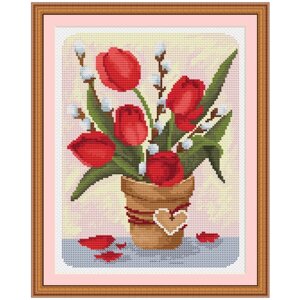 Набор для вышивания крестиком "Тюльпаны" 17.9х23.7 см