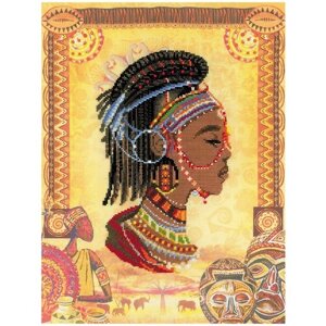 Набор для вышивания крестом Африканская принцесса 0047РТ, 30x40 см. канва, мулине