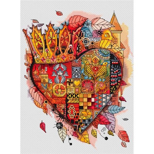 Набор для вышивания крестом Белоснежка "Королевское сердце" / Набор для вышивания 20х25 см / Сердце / Абстракция от компании М.Видео - фото 1