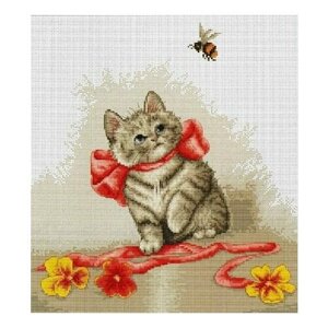 Набор для вышивания крестом "Кошка с лентами ", 25х25 см, B-2228, Luca-S