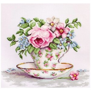 Набор для вышивания крестом Luca-S "Цветы в чайной чашке", 27х22 см, арт. B2321