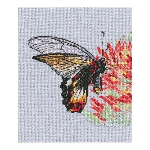 Набор для вышивания крестом Нектар для бабочки M755, 13.5x13 см. канва, мулине от компании М.Видео - фото 1