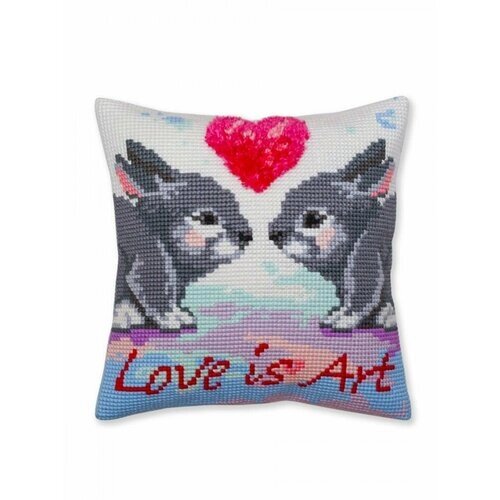 Набор для вышивания крестом подушка, "Любовь это искусство", 40х40 см, 5379, Collection D'Art от компании М.Видео - фото 1