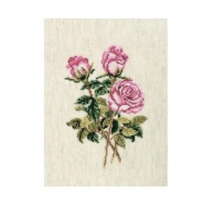 Набор для вышивания крестом RTO "Розы на льняной ткани", 13 х 18 см