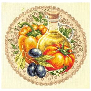 Набор для вышивания крестом Средиземноморский салат 54-01, 27x27 см. канва, мулине