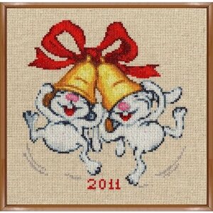 Набор для вышивания Золотое Руно D-052 (Д-052) Новогодние зайчики"