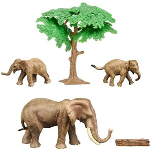 Набор фигурок животных серии "Мир диких животных"Семья слонов, 5 предметов