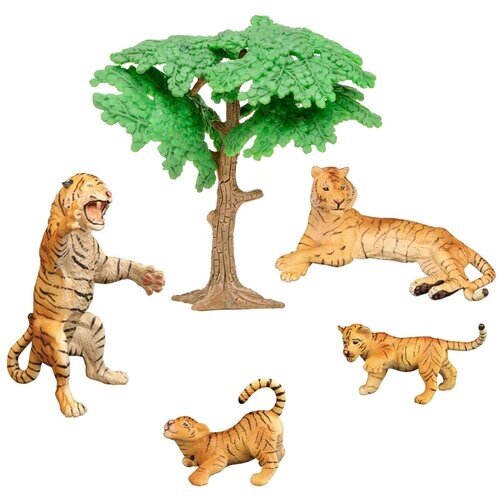 Набор фигурок животных серии "Мир диких животных": Семья тигров, 5 предметов от компании М.Видео - фото 1