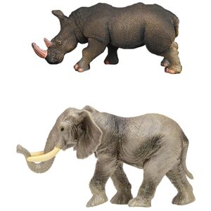 Набор фигурок животных серии "Мир диких животных"Слон и носорог, 2 предмета