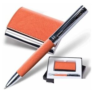 Набор GALANT "Prestige Collection"ручка, визитница, оранжевый, "фактурная кожа", подарочная коробк