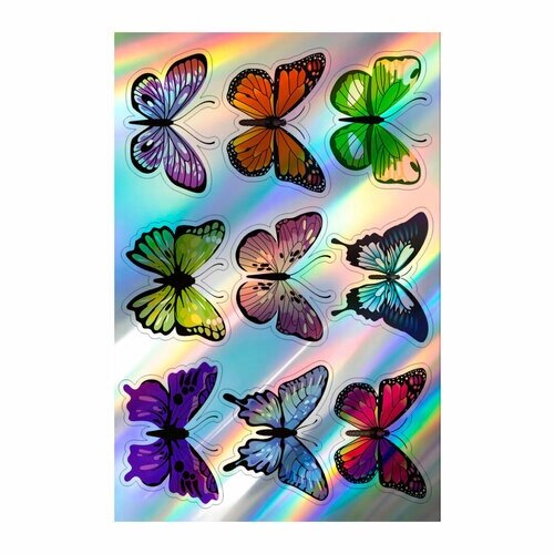Набор голографических стикеров "Яркие бабочки" (10х15 см.) от компании М.Видео - фото 1