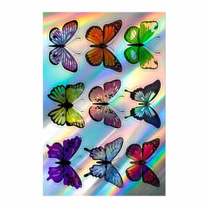 Набор голографических стикеров "Яркие бабочки"10х15 см.)