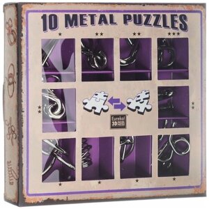 Набор головоломок Hanayama Фиолетовый / 3D Puzzle 10 Metal Puzzles purple set, 10 шт.