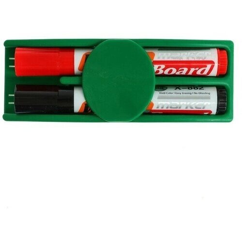 Набор: губка магнитная - стиралка маркера с магнитной доски + 2 водных маркера, цвета от компании М.Видео - фото 1