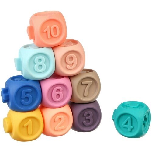 Набор игрушек для ванны «Кубики», 10 шт, силиконовые от компании М.Видео - фото 1
